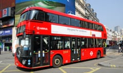 The "Boris bus' at Piccadilly Circus.