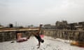 Vikram practises breaking on his rooftop in Dharavi.