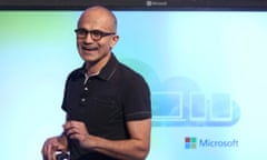 Microsoft CEO Satya Nadella speaks at a Microsoft event in San Francisco, California.