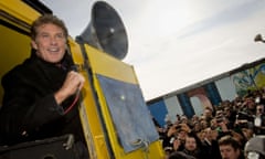 US actor and singer David Hasselhoff returns to the scene of his infamous Berlin wall performance in March 2013.