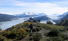 Viewing the Grey Glacier in the spectacular Torres del Paine, Patagonia, Chile.