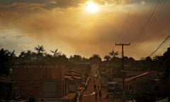 Smoke from a brush fire hovers above a deforested section of the Amazon basin on November 21, 2014 in Maranhao state, Brazil. Fires are often set by ranchers to clear shrubs and forest for grazing land in the Amazon basin. The non-governmental group Imazon recently warned that deforestation in the Brazilian Amazon skyrocketed 450 percent in October of this year compared with the same month last year. The United Nations climate change conference begins December 1 in neighboring Peru.