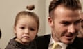 Harper Beckham and David Beckham backstage at the Victoria Beckham show