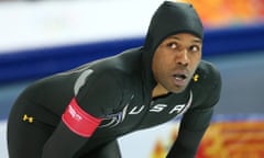 Shani Davis of USA at the 1000m speed skating event in the Adler Arena at the Sochi 2014 Olympic Games.