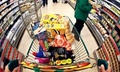 Shopping trolley with groceries