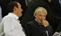 Newcastle United's owner Mike Ashley and Joe Kinnear, right, look on before a Premier League match