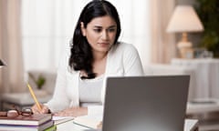 Woman working on laptop