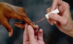 Woman having her finger nails painted