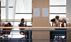 Students at library computers