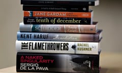 Copies of the books whose authors are finalists for the Folio Prize