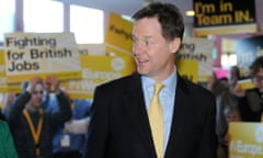 Nick Clegg arriving at the Lib Dem spring conference at the Barbican Centre in York.