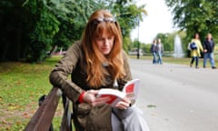 woman reading in a park