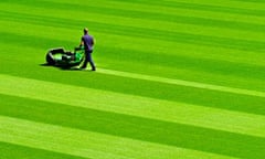 Cutting grass with large mower