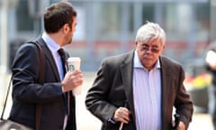 Stuart Jones, left, with his father Sir David Jones outside Leeds crown court.