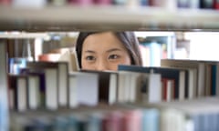 woman browsing library