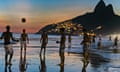 Playing football on Ipanema beach in Rio