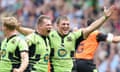 Dylan Hartley with Alex Waller who scored the match-winning try for Northampton against Saracens