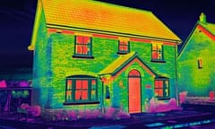 Infrared picture of thermal insulated house