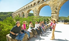 Tourists at the Pont du Gard Nimes France
