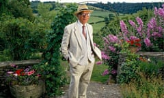 Laurie Lee in the garden of his home near Stroud, Gloucestershire. 