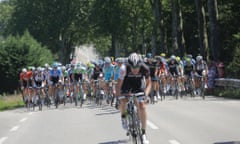 Switzerland's Gregory Rast breaks away from the pack at the start of stage 12.