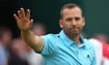 Sergio García waves to the crowd after completing his final round at the Open.