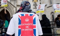 A supporter of Babar Ahmad outside court