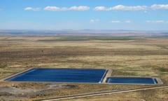 This photo shows ash collection lakes as at the Boardman Coal Plant in Boardman, Oregon