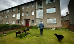 Derelict empty flats on a housing estate in Glasgow.