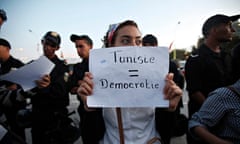 A Tunisian demonstrator