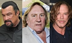 Steven Seagal, Gérard Depardieu and Mickey Rourke composite