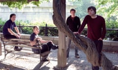 Death Cab For Cutie from left, Nick Harmer, Jason McGerr, Chris Walla and Ben Gibbbard are photographed in New York's Central Park, Aug. 18, 2005.