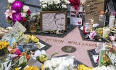 Tributes left on Robin Williams' star at the Hollywood Walk of Fame in Los Angeles