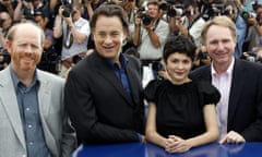Howard, Hanks, Audrey Tautou and Dan Brown at the film's photocall at Cannes in 2006.