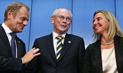 EU leaders Rompuy, Tusk and Mogherini