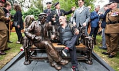 Terry Gilliam chats with the Spike Milligan statue unveiled in Finchley, north London