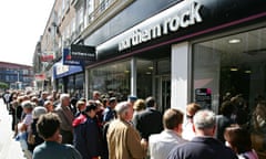 Customers queue during the bank run on Northern Rock in 2007. 