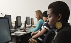 lady studying at a PC