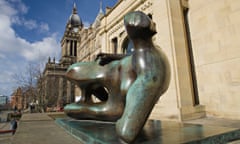 A Henry Moore sculpture outside Leeds Art Gallery.