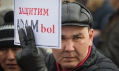 A picket against the closure of opposition weekly magazine Adam Bol ("Be A Human") in Almaty on 24 January, 2015.