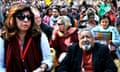 VS Naipaul (right) and his wife Nadira at the 2015 Jaipur literature festival