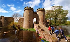 Children at Whittington Castle near Oswestry, Shropshire