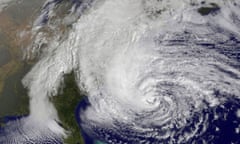 Hurricane Sandy churns off the US east coast on October 28, 2012.  Sandy struck during what some claim is a "hurricane drought".