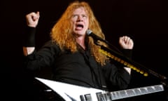 Megadeath’s Dave Mustaine on stage at Wembley Arena.