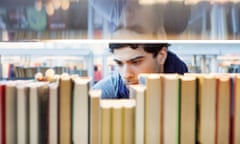 young man in library