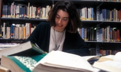 woman studying in library