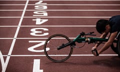 Wheelchair athlete racing
