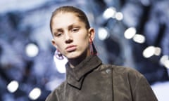 A model presents a creation from British designer JW Anderson during the 2015 autumn/winter London fashion week.