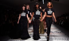 Annabelle Neilson, Naomi Campbell and Jourdan Dunn walk the runway at the Fashion For Relief show.