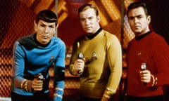 Leonard Nimoy, left, as Spock in the original series of Star Trek, with William Shatner as Kirk and James Doohan as Scotty.